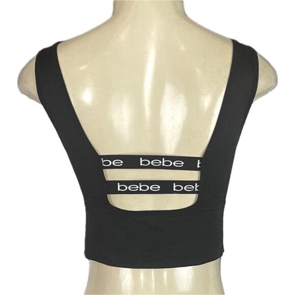 Bebe +2X Black-White Logo Double Back Straps Removable Pads Seamless Bras-2-Pk - Picture 6 of 10